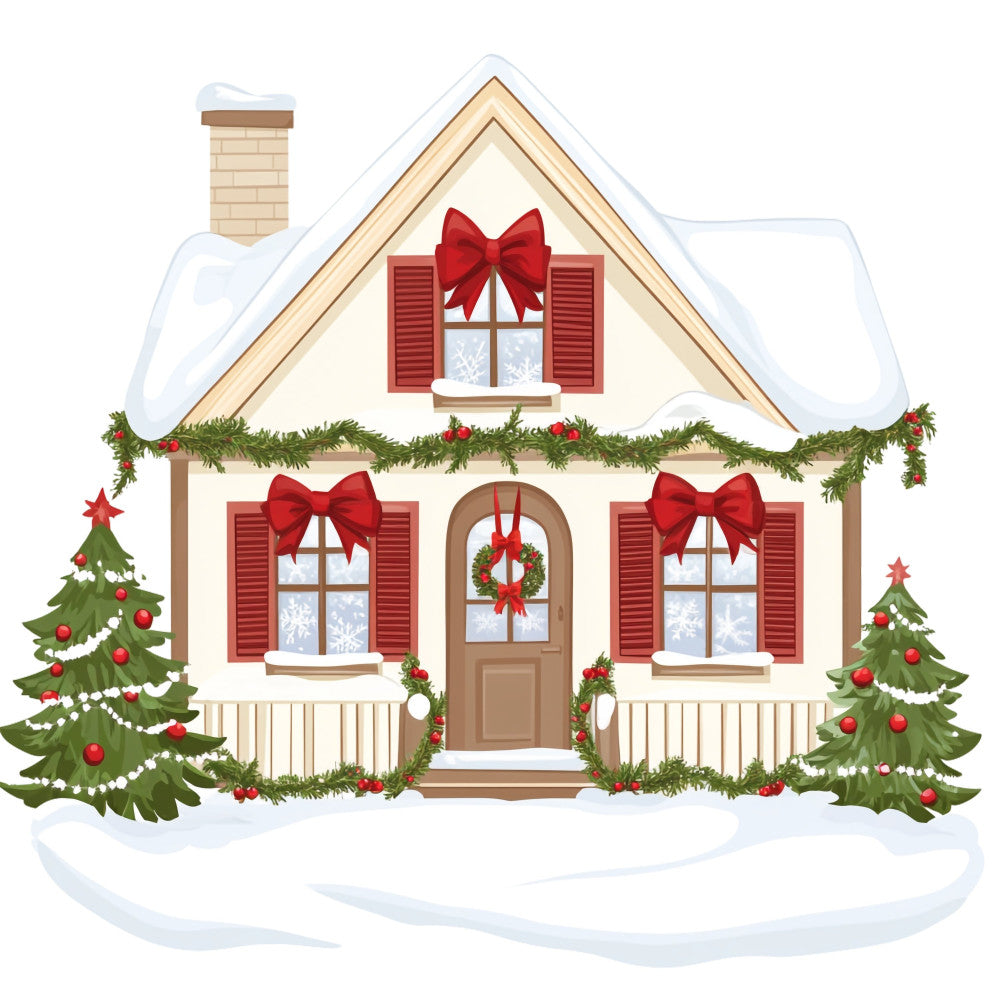 Whimsical Christmas House Fabric Panel 2