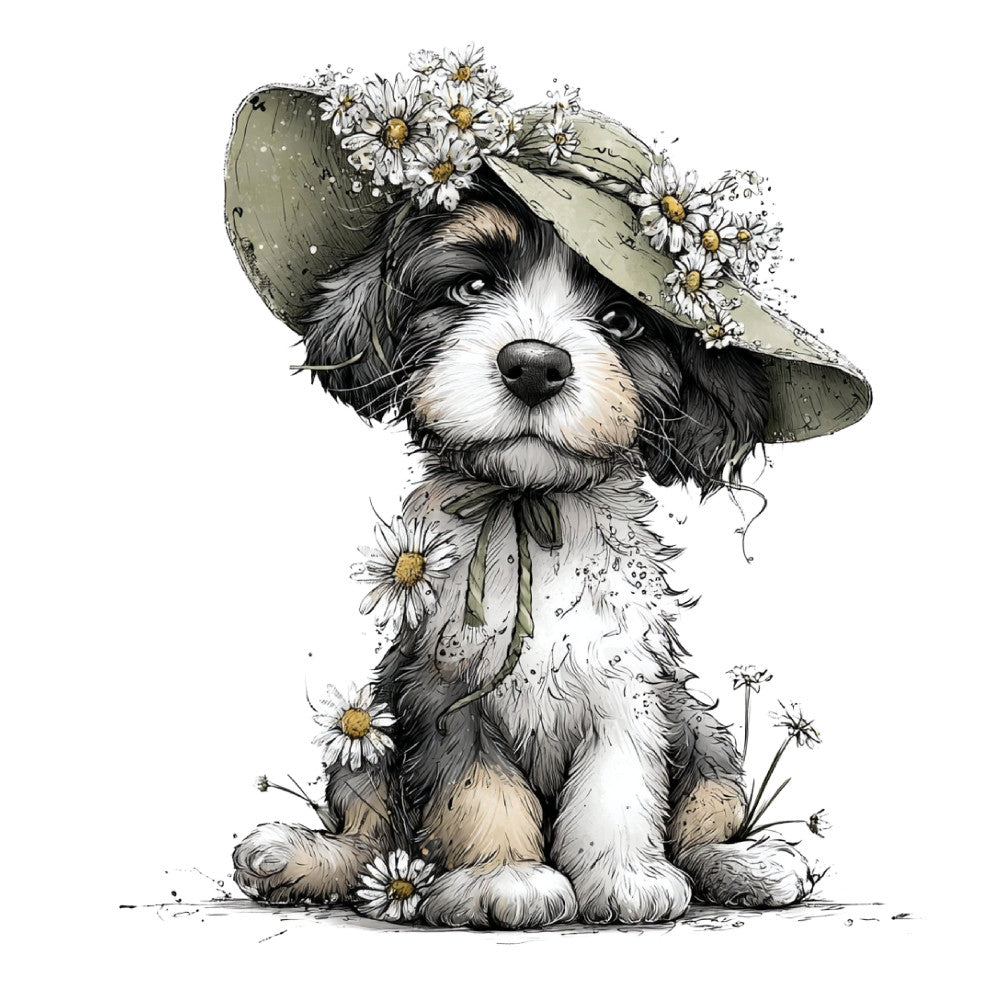 Whimsical Spring Dogs Fabric Panel 21
