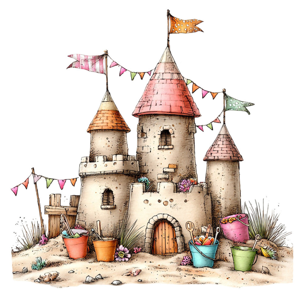 Whimsical Summer Beach Fabric Panel 34