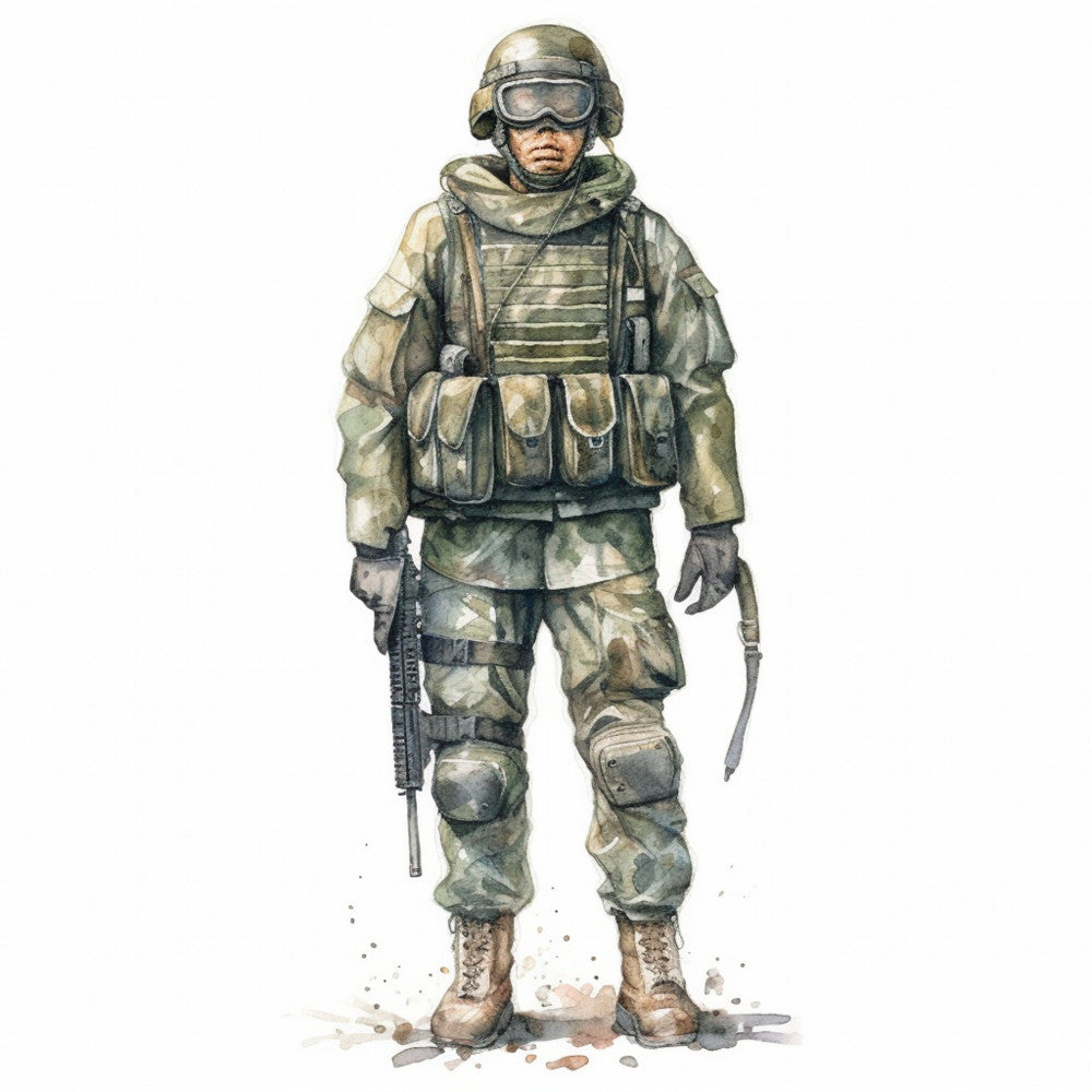 Watercolor Military Fabric Panel 14