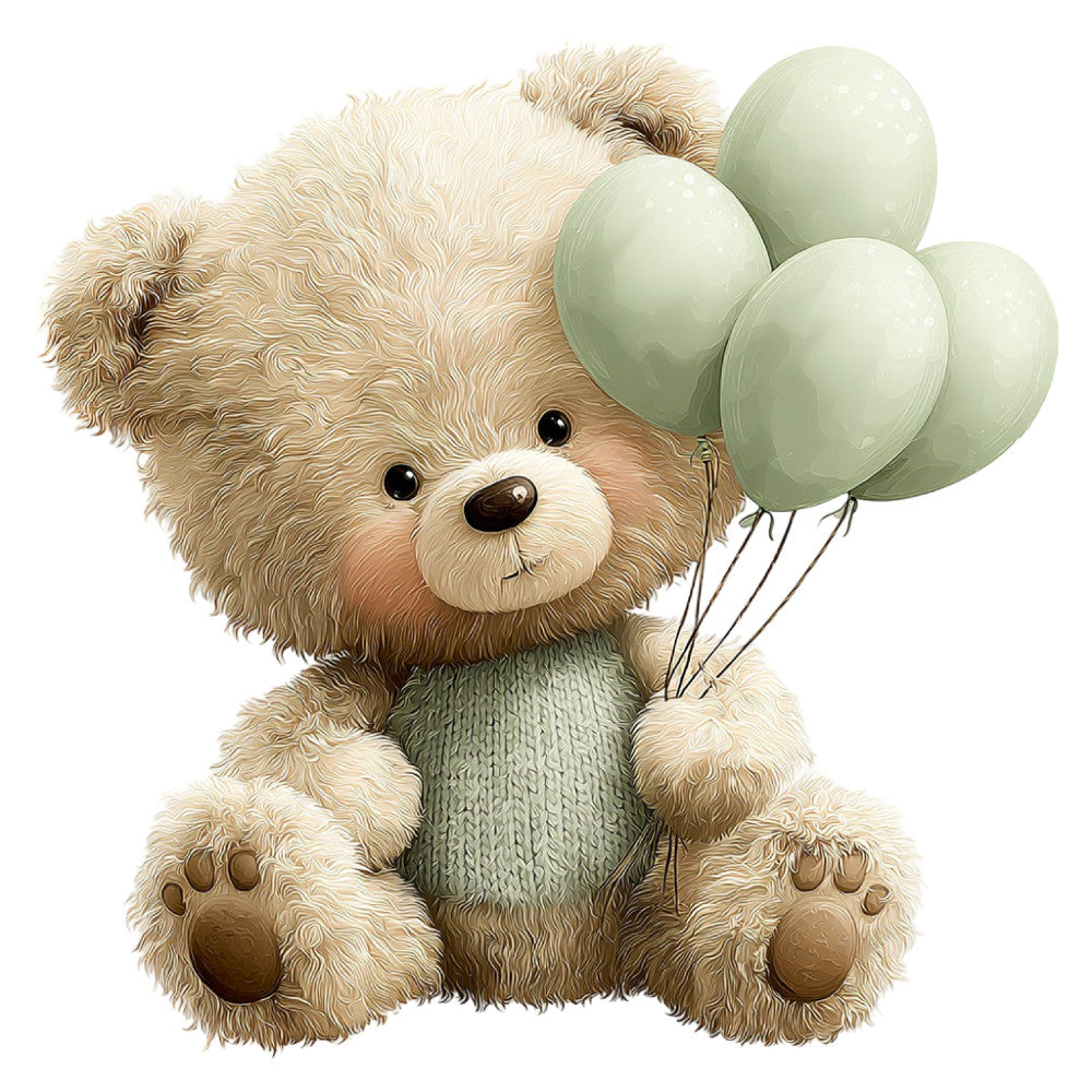 Watercolor Teddy Bear Fabric Panel 18