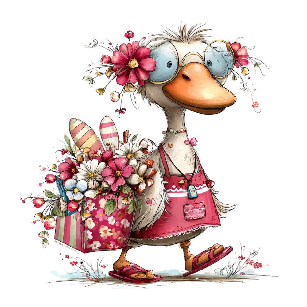 Whimsical Summer Goose Fabric Panel 22