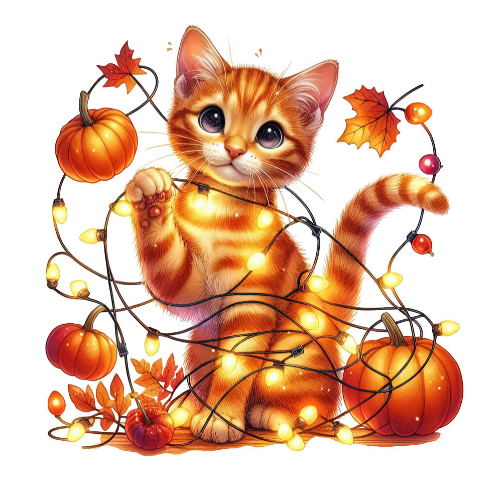 Autumn Cats Fabric Panel 48