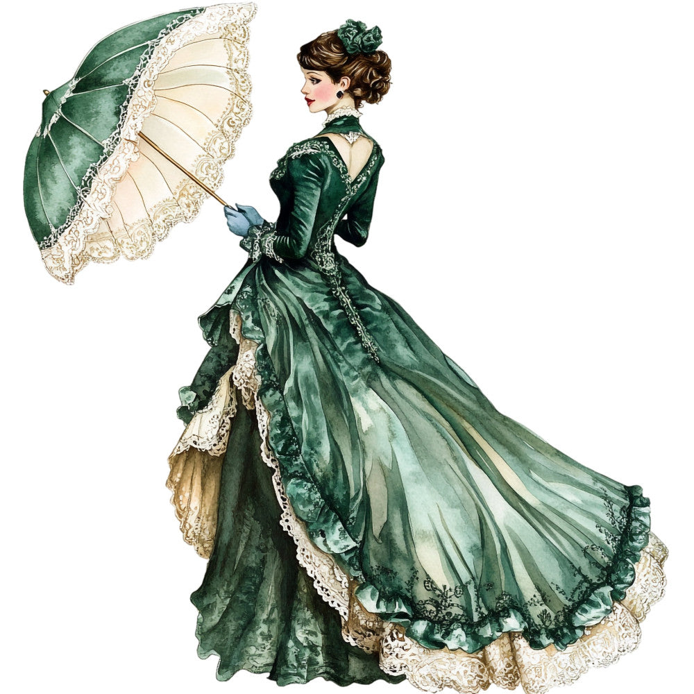 Emerald Victorian Lady Fabric Panel 33