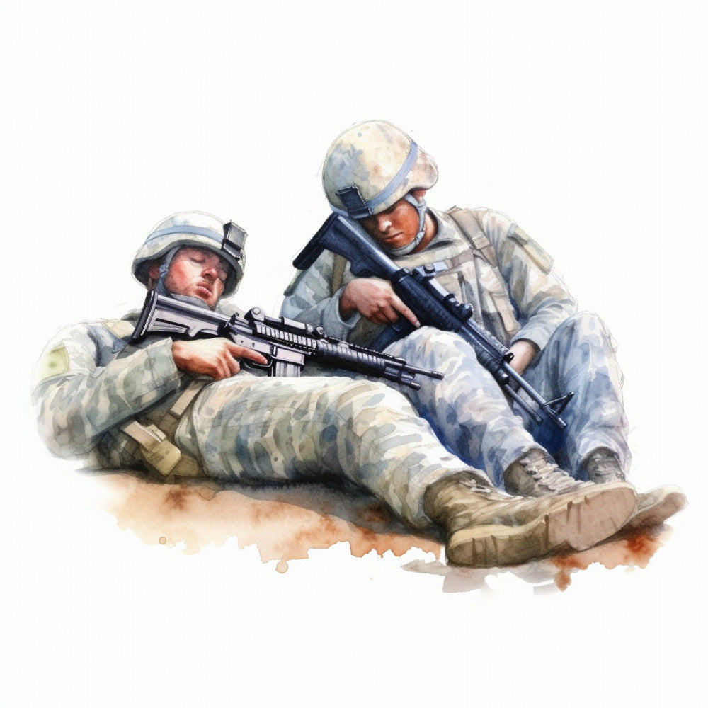 Watercolor Military Fabric Panel 4