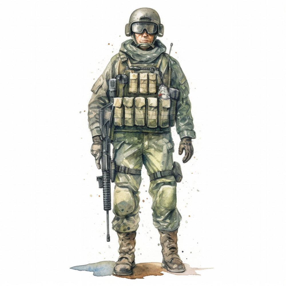 Watercolor Military Fabric Panel 31