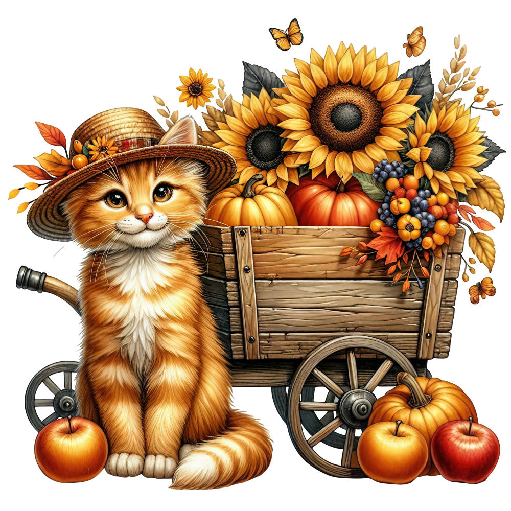 Autumn Cats Fabric Panel 40