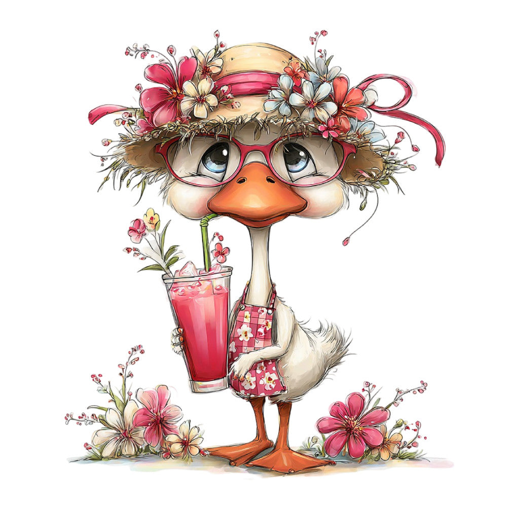 Whimsical Summer Goose Fabric Panel 55