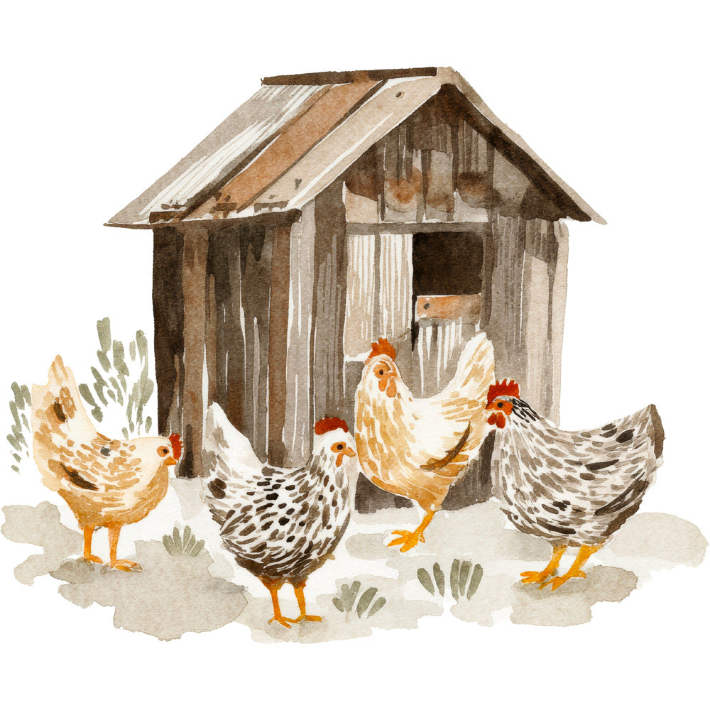 Rustic Barnyard Birds Fabric Panel 45