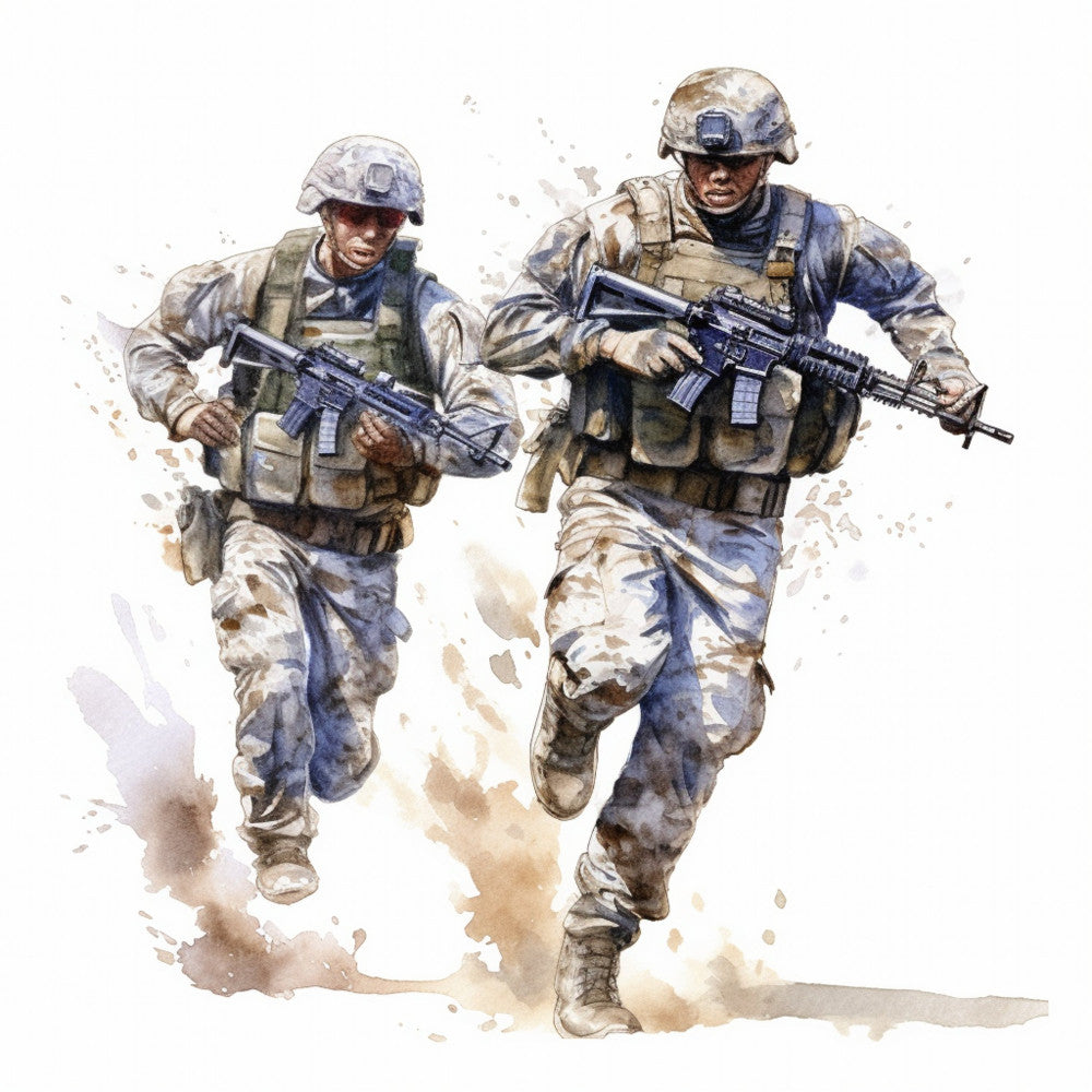 Watercolor Military Fabric Panel 2