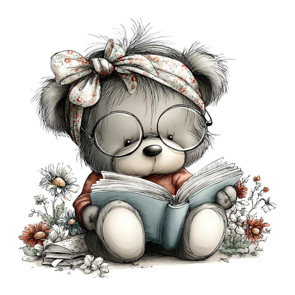Whimsical Summer Teddy Bear Fabric Panel 16