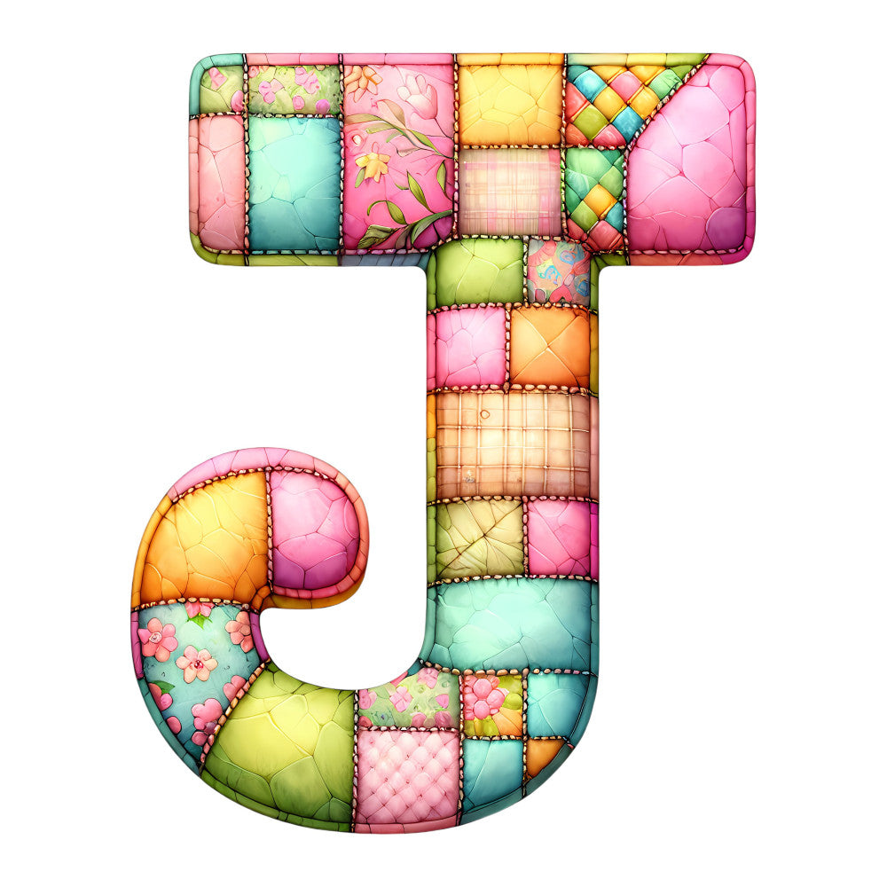 Pink Patchwork Alphabet Fabric Panel 47