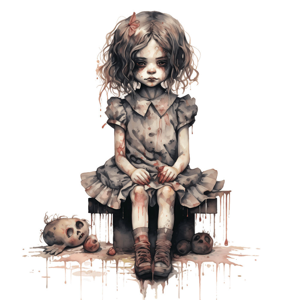 Creepy Horror Evil Dolls Fabric Panel 16