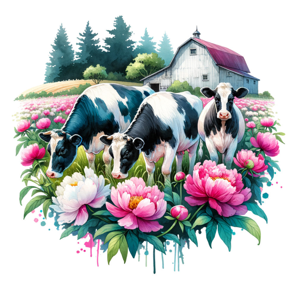 Floral Cows Fabric Panel 2