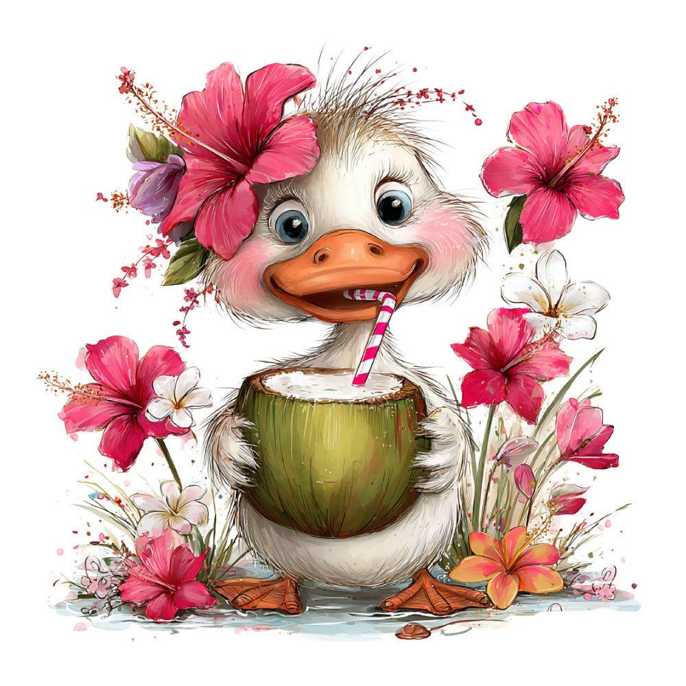 Whimsical Summer Goose Fabric Panel 44