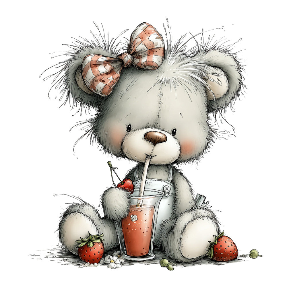 Whimsical Summer Teddy Bear Fabric Panel 12