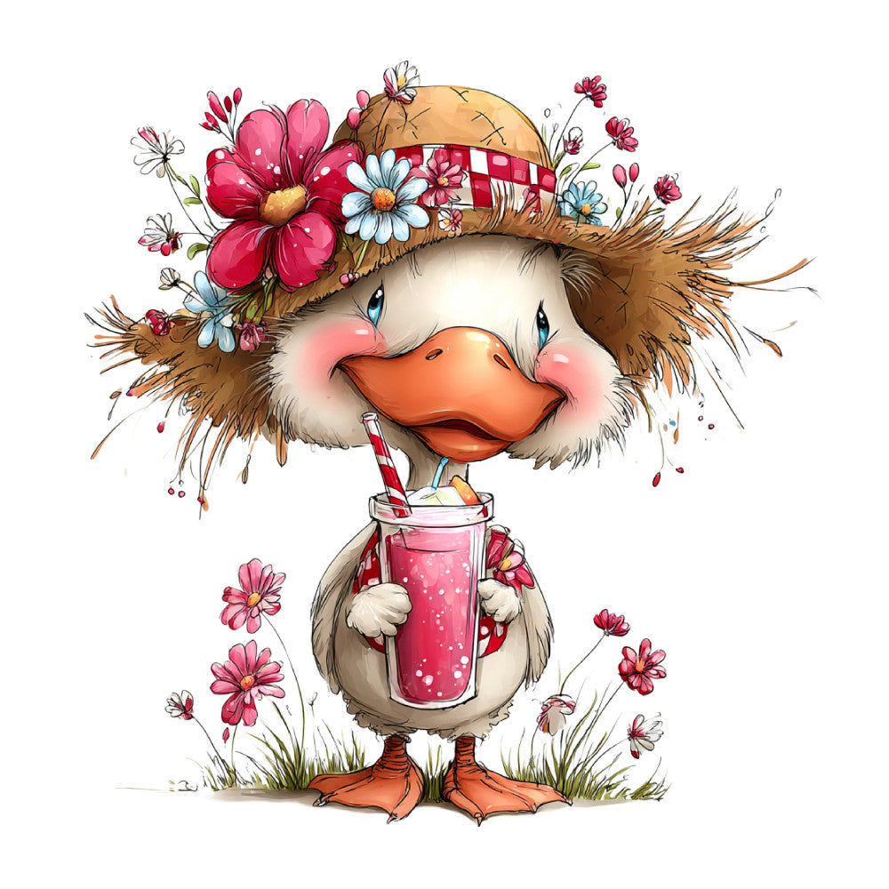 Whimsical Summer Goose Fabric Panel 56