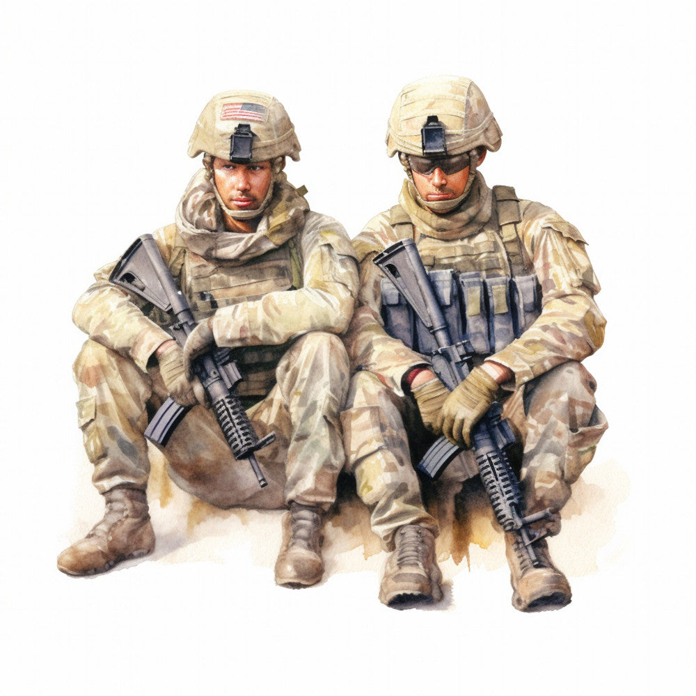 Watercolor Military Fabric Panel 17