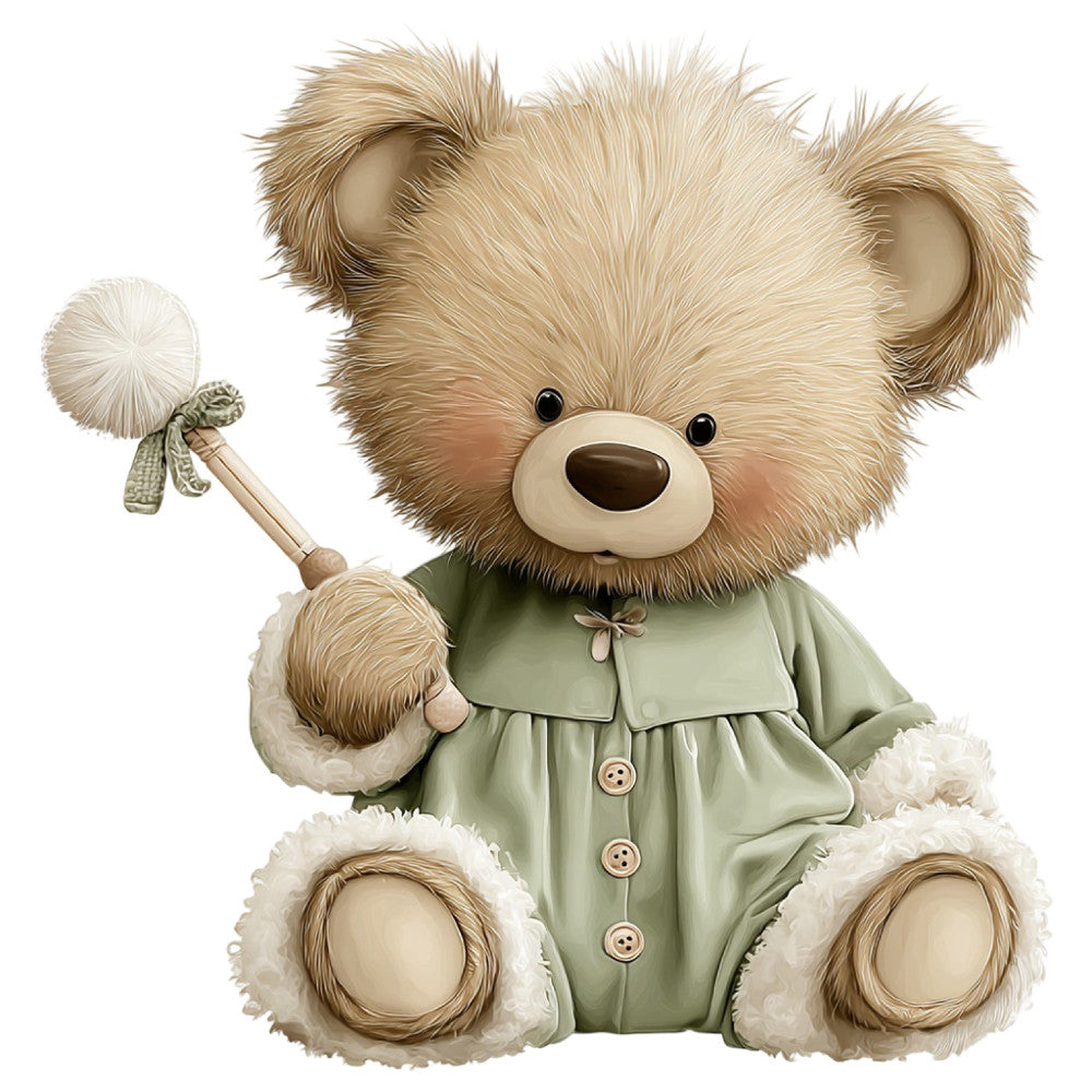 Watercolor Teddy Bear Fabric Panel 5