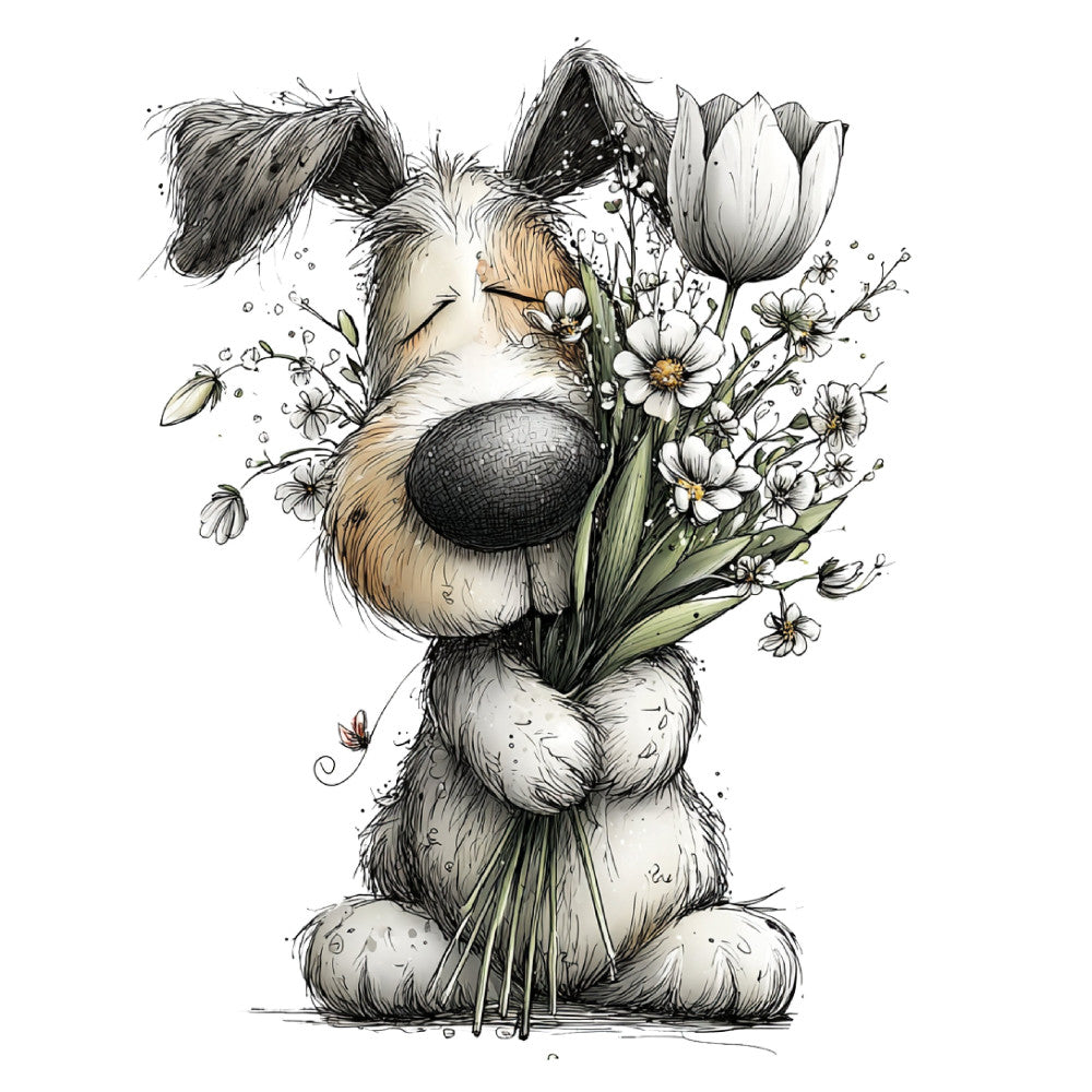 Whimsical Spring Dogs Fabric Panel 3