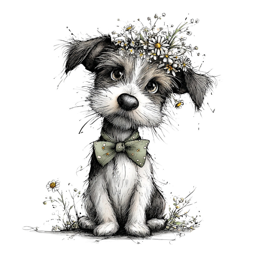 Whimsical Spring Dogs Fabric Panel 31