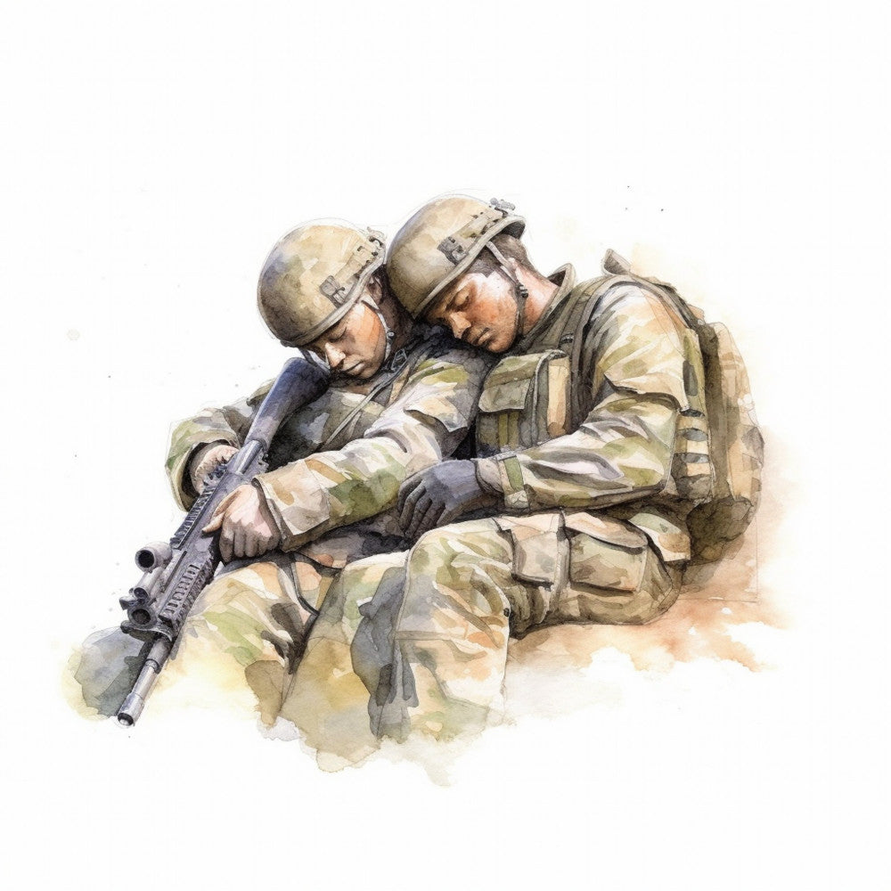 Watercolor Military Fabric Panel 15