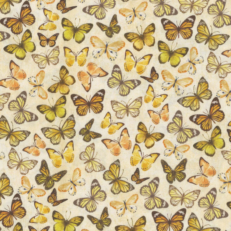 Cream Butterfly Limoncello Bug 44"/45" Fabric Per Yard