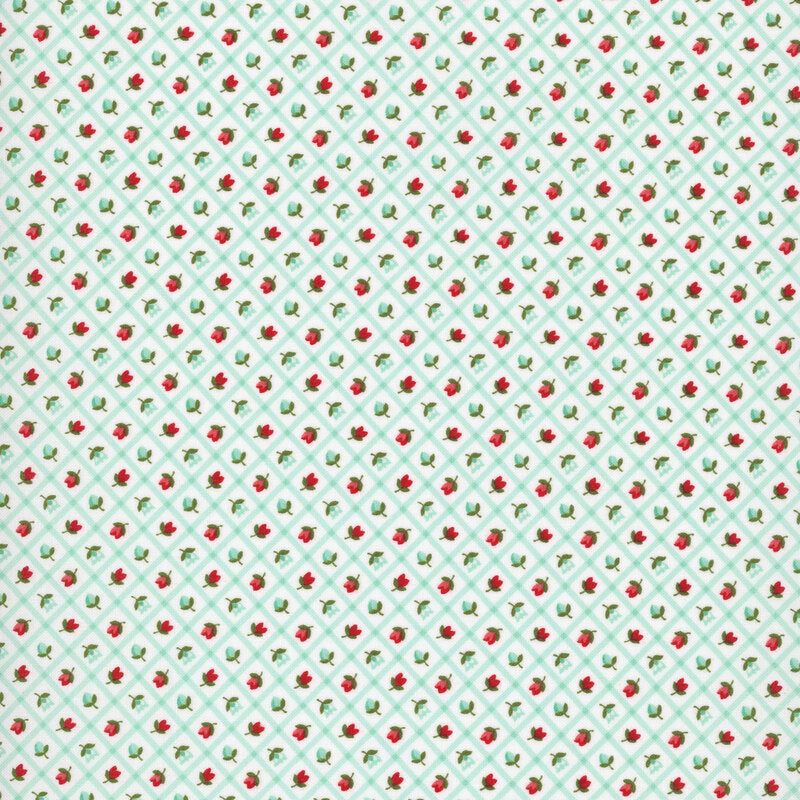 Bloomsberry Flower Check Aqua by Camille Roskelley for Moda Fabrics