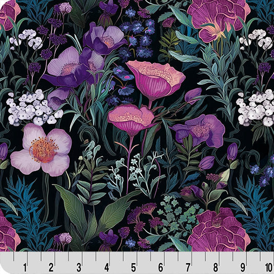 Purple Whispering Blooms Secret Garden Quilting Cuddle Fabric Per Yard
