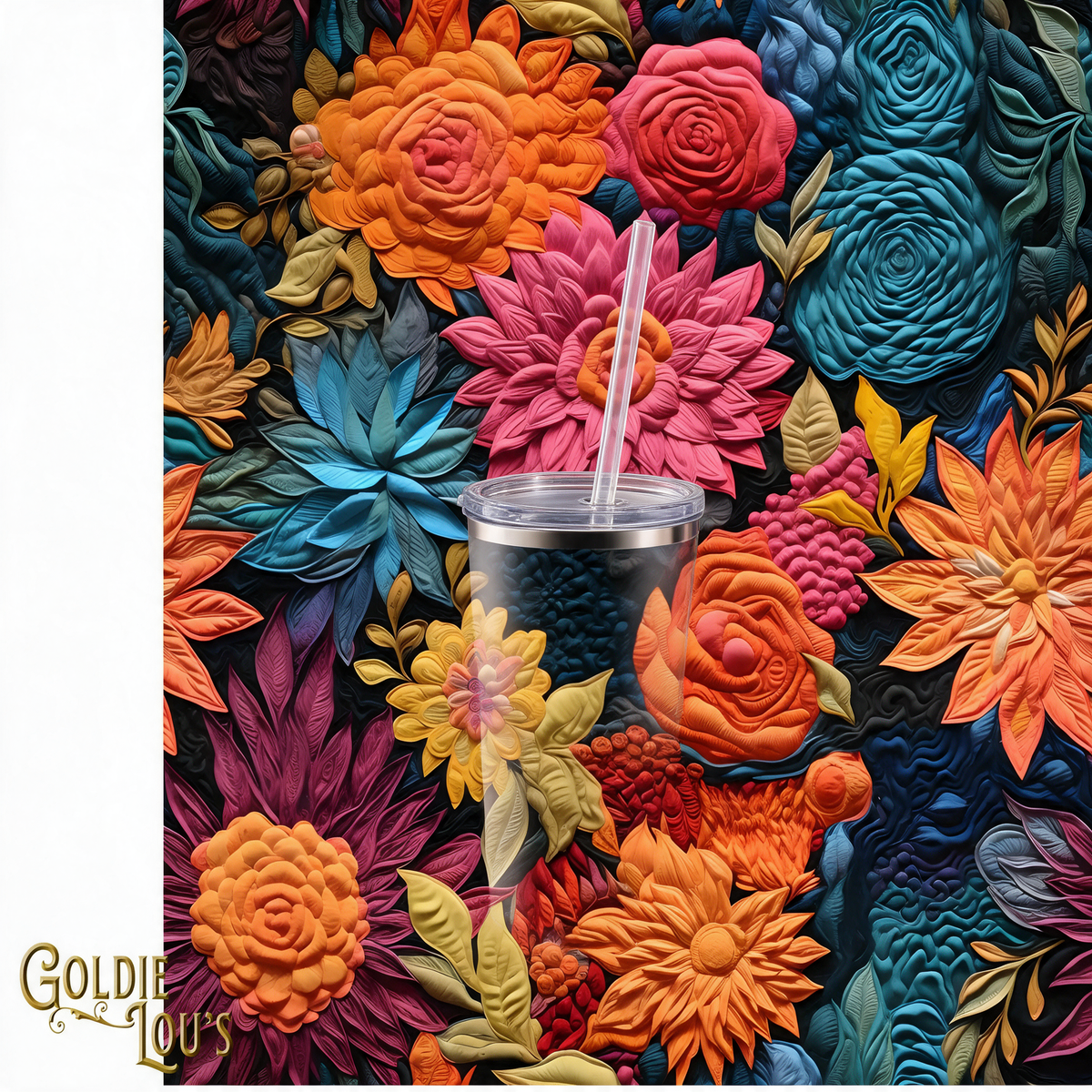 Batik Flowers Skinny Tumbler