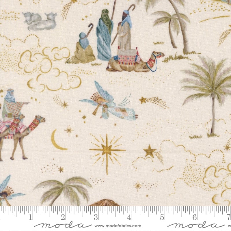 Silent Night Lamb Cream Cotton 44"/45" Fabric Per Yard