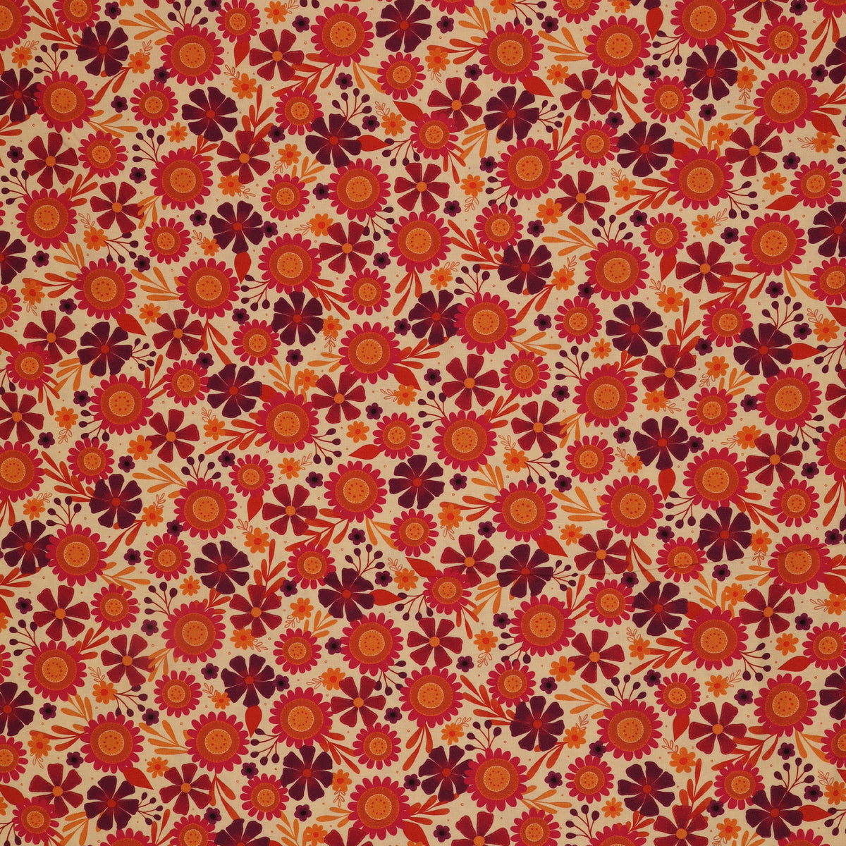 Sewing Season Stitched Flower Allover Cream 44"/45" Fabric Per Yard