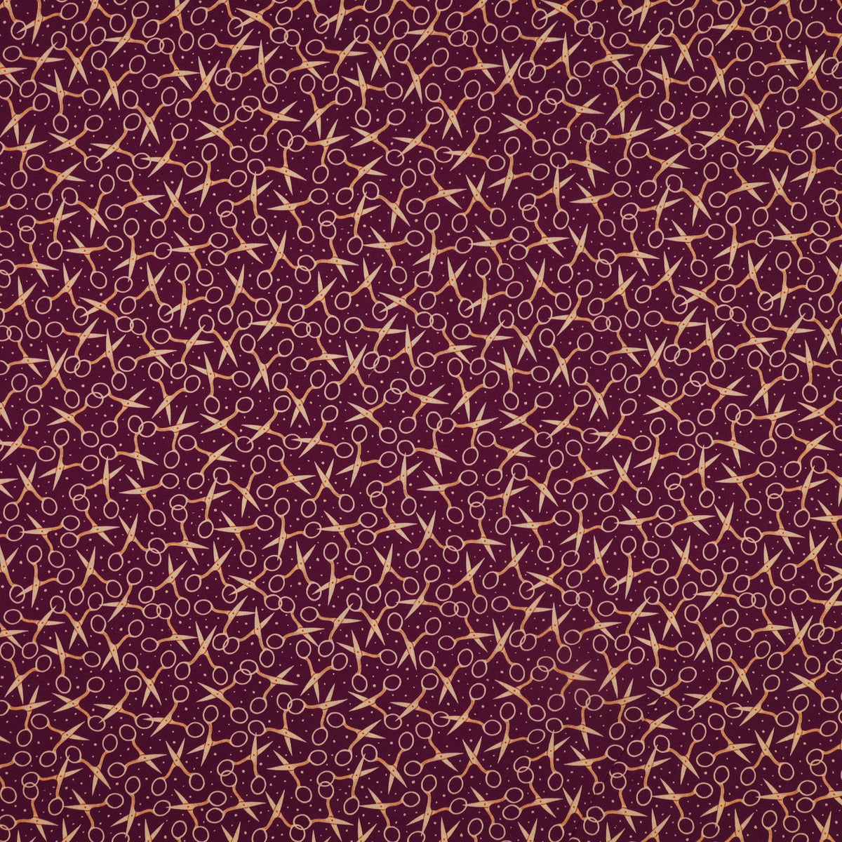Sewing Season Scissor Toss Plum 44"/45" Fabric Per Yard