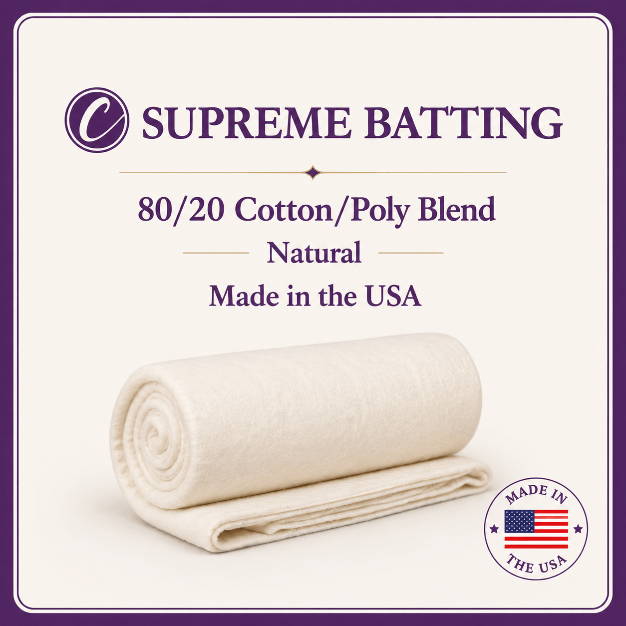 Choice Supreme Batting - 80/20 Cotton/Poly Blend - Full (81" x 96")