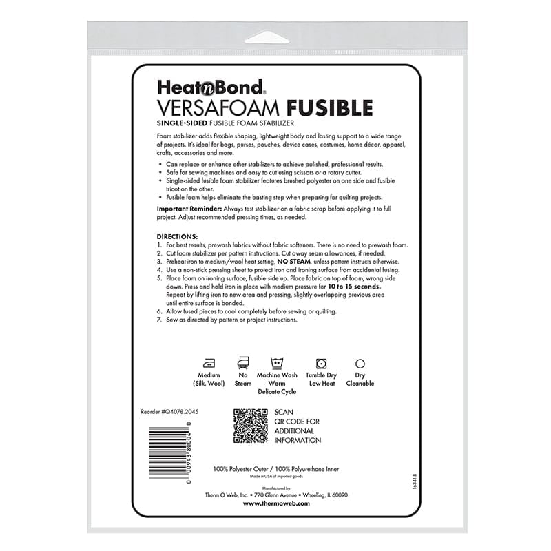 HeatnBond VersaFoam Single-Sided Fusible Foam Stabilizer, 20 in x 45 in pack