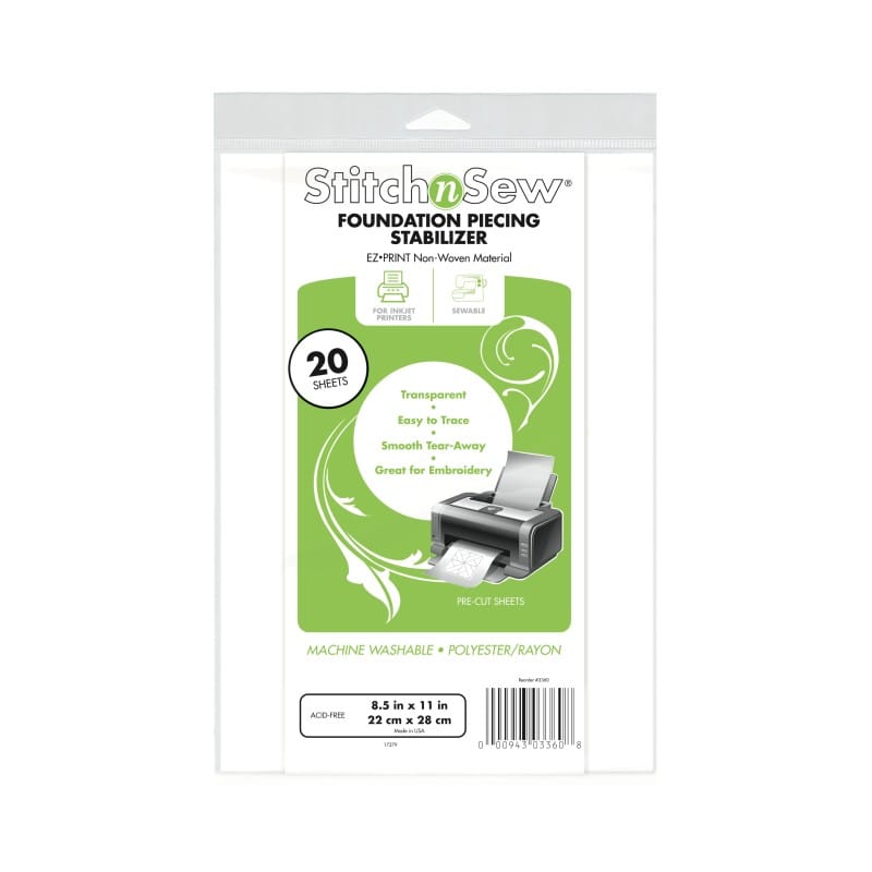 StitchnSew EZ Print Foundation Piecing Stabilizer, Transparent