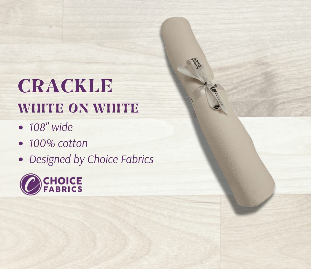 Tone on Tone 108" Supreme Backings - White on White - Crackle Wideback Fabric Per Yard