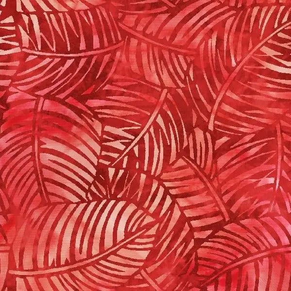 Red Palm Leaves Cotton Wideback Fabric Per Yard - Linda's Electric Quilters