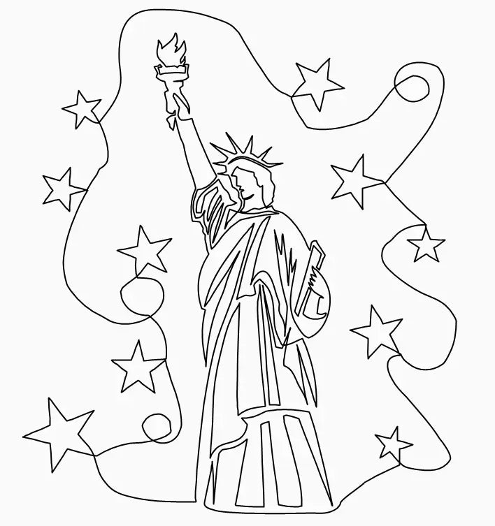 Statue of Liberty with Stars Block - Linda's Electric Quilters