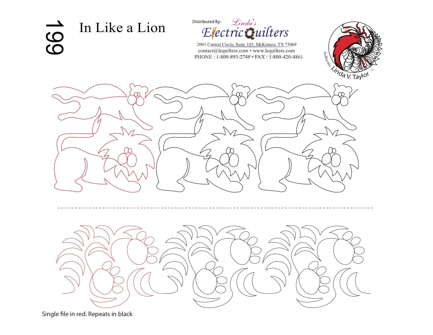 199 In Like A Lion Pantograph by Linda V. Taylor - Linda's Electric Quilters