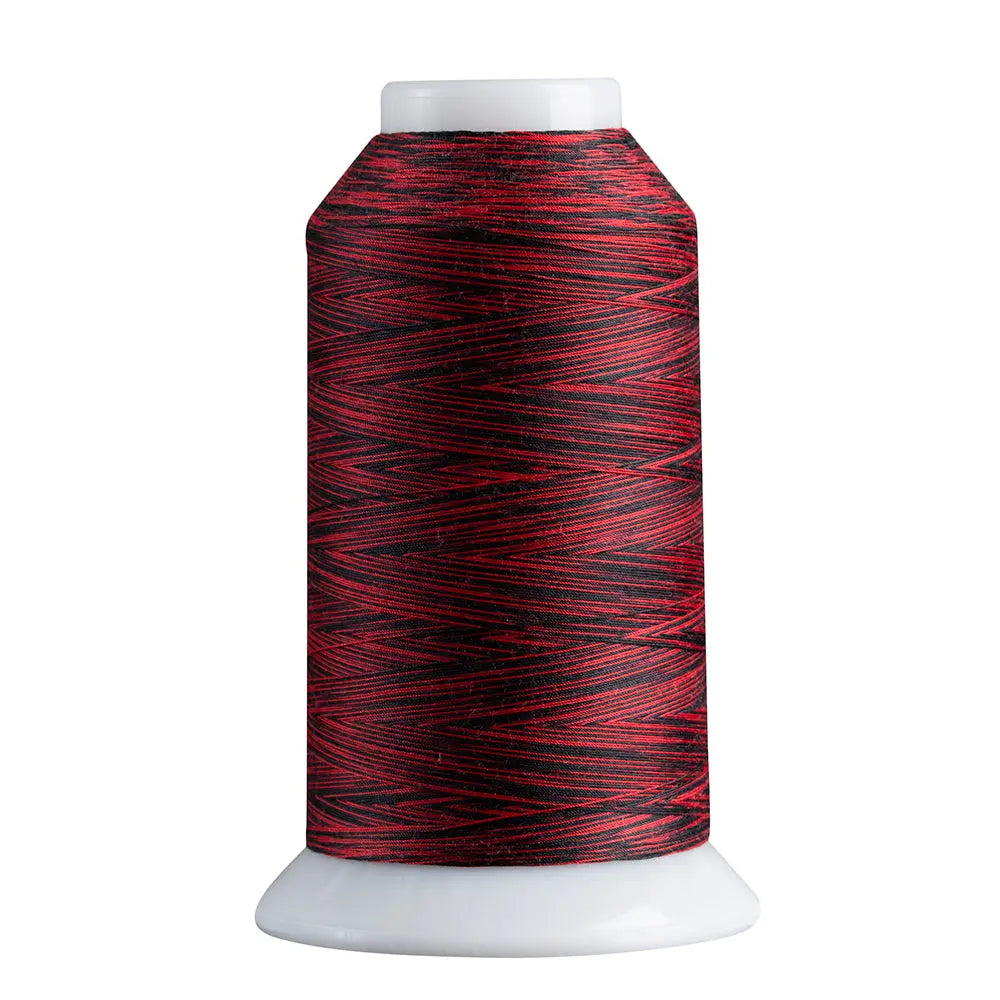 Red & Black quilting and decorative stitching thread. Superior Spirit is a variegated, lint-free, matte-finish, smooth 40-wt. 3 filament polyester thread. Choose color options to match school or team colors and stitch a quilt for your favorite athlete or fan. Perfect for T-shirt quilts or embroideries. Pair with So Fine! as a bobbin thread for perfect stitches.