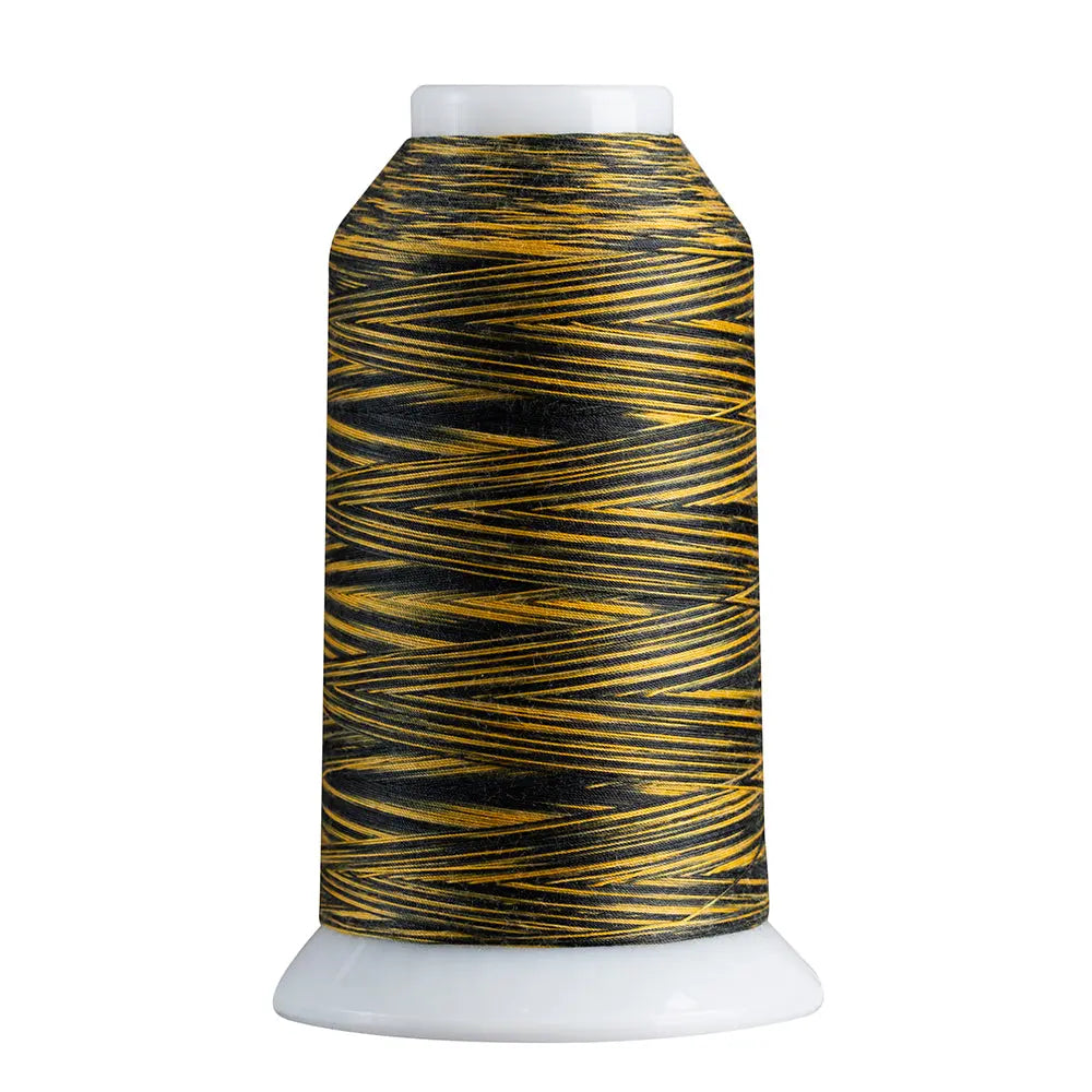 Black & Gold quilting and decorative stitching thread. Superior Spirit is a variegated, lint-free, matte-finish, smooth 40-wt. 3 filament polyester thread. Choose color options to match school or team colors and stitch a quilt for your favorite athlete or fan. Perfect for T-shirt quilts or embroideries. Pair with So Fine! as a bobbin thread for perfect stitches.