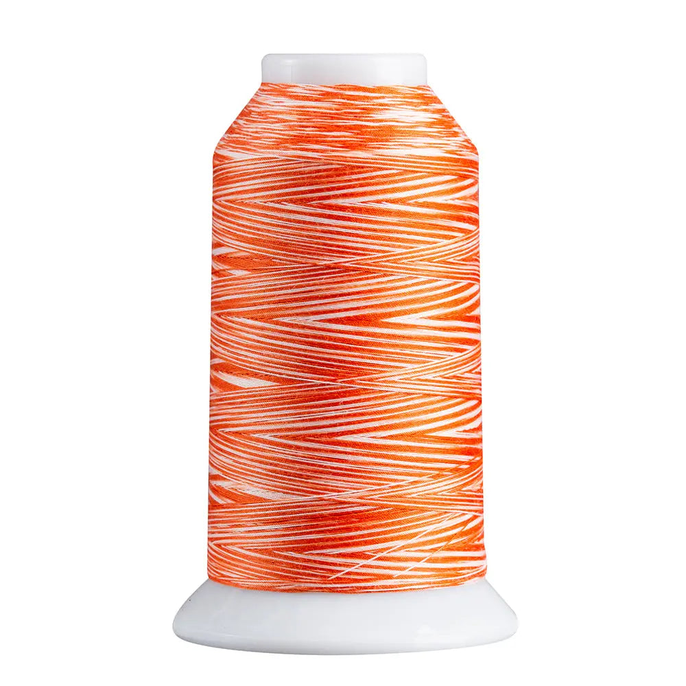 Orange & White quilting and decorative stitching thread. Superior Spirit is a variegated, lint-free, matte-finish, smooth 40-wt. 3 filament polyester thread. Choose color options to match school or team colors and stitch a quilt for your favorite athlete or fan. Perfect for T-shirt quilts or embroideries. Pair with So Fine! as a bobbin thread for perfect stitches.