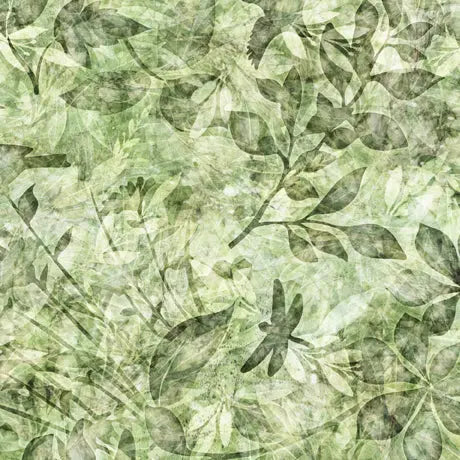 Green Leaf Wideback Cotton Fabric per yard