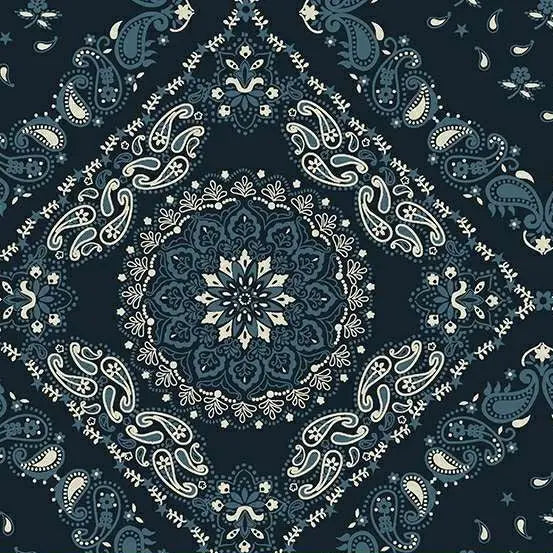Blue Navy Bandana Wideback Cotton Fabric Per Yard - Linda's Electric Quilters