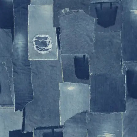 Blue Denim Patches Cotton Wideback Fabric Per Yard - Linda's Electric Quilters