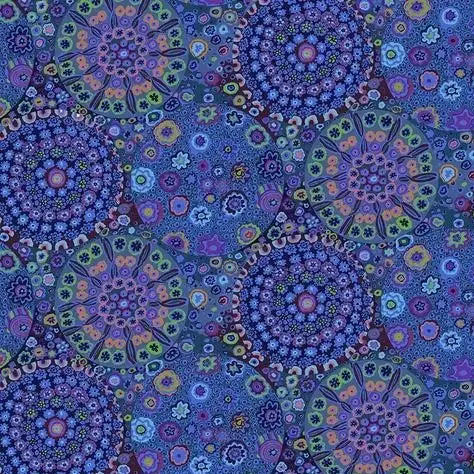 Blue Millefiore Cotton Wideback Fabric Per Yard Free Spirit Fabrics
