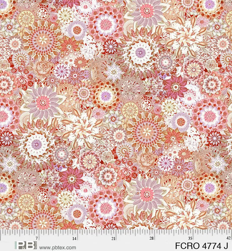 Pink Floral Crochet Cotton Wideback Fabric per yard P&B Textiles