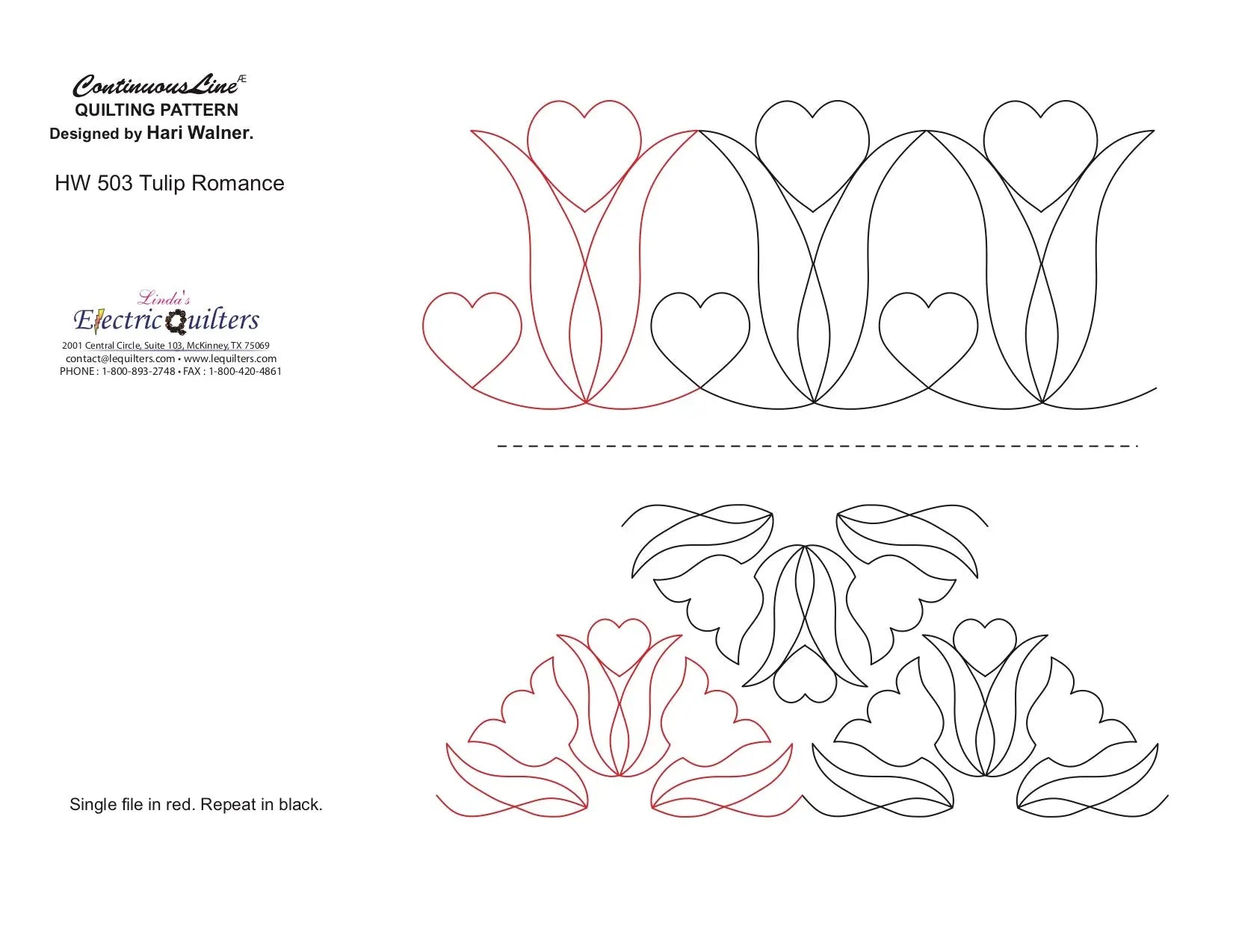 503 Tulip Romance Pantograph by Hari Walner - Linda's Electric Quilters