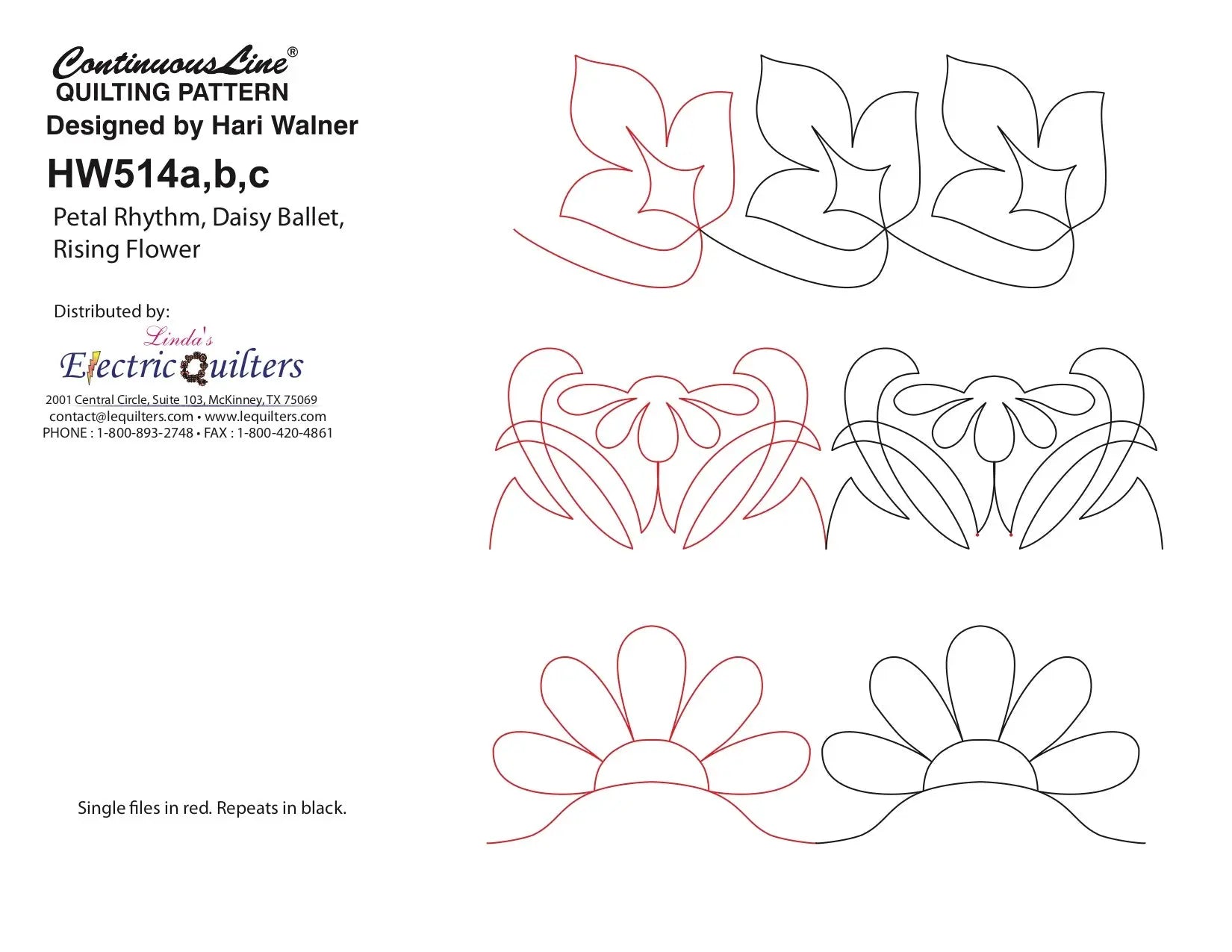 514 Floral 3 Pantograph by Hari Walner - Linda's Electric Quilters